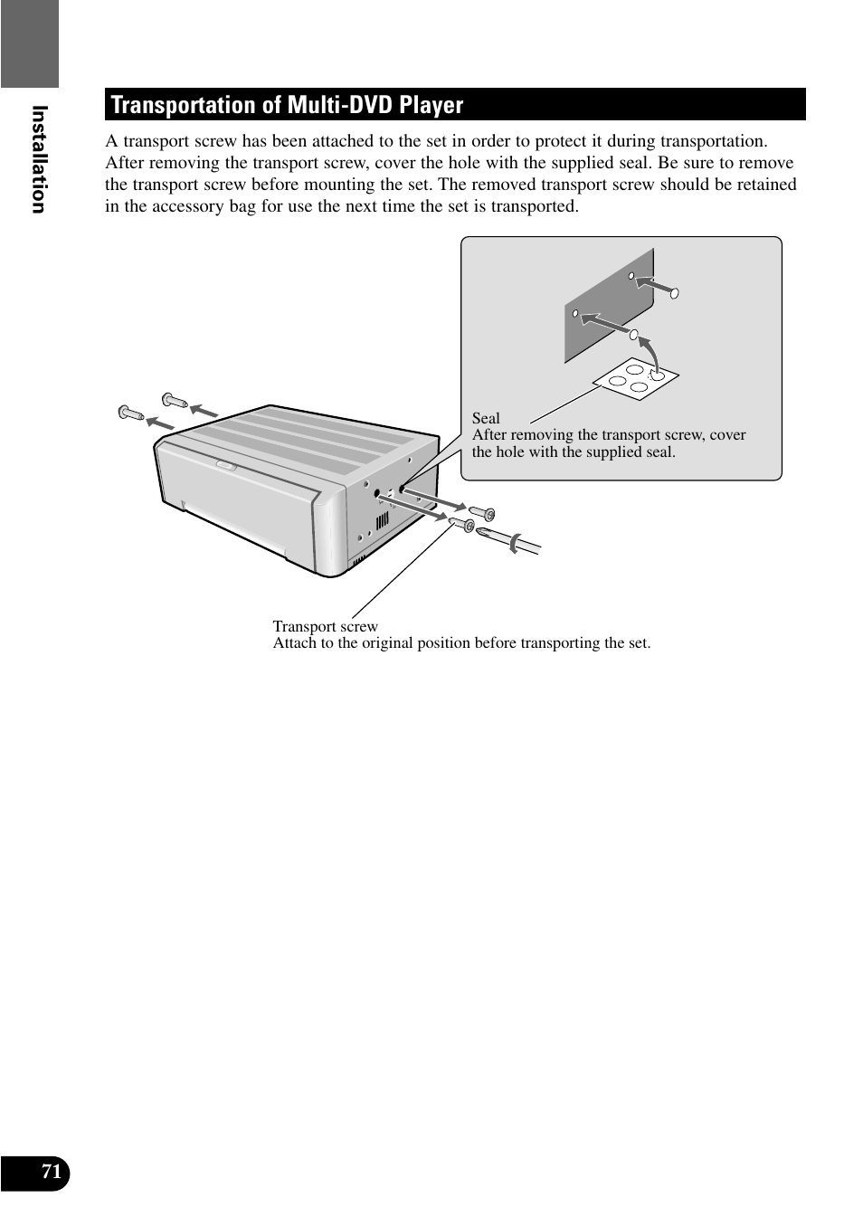 Transportation of multi-dvd player | Pioneer XDV-P9 User Manual | Page 74 / 84