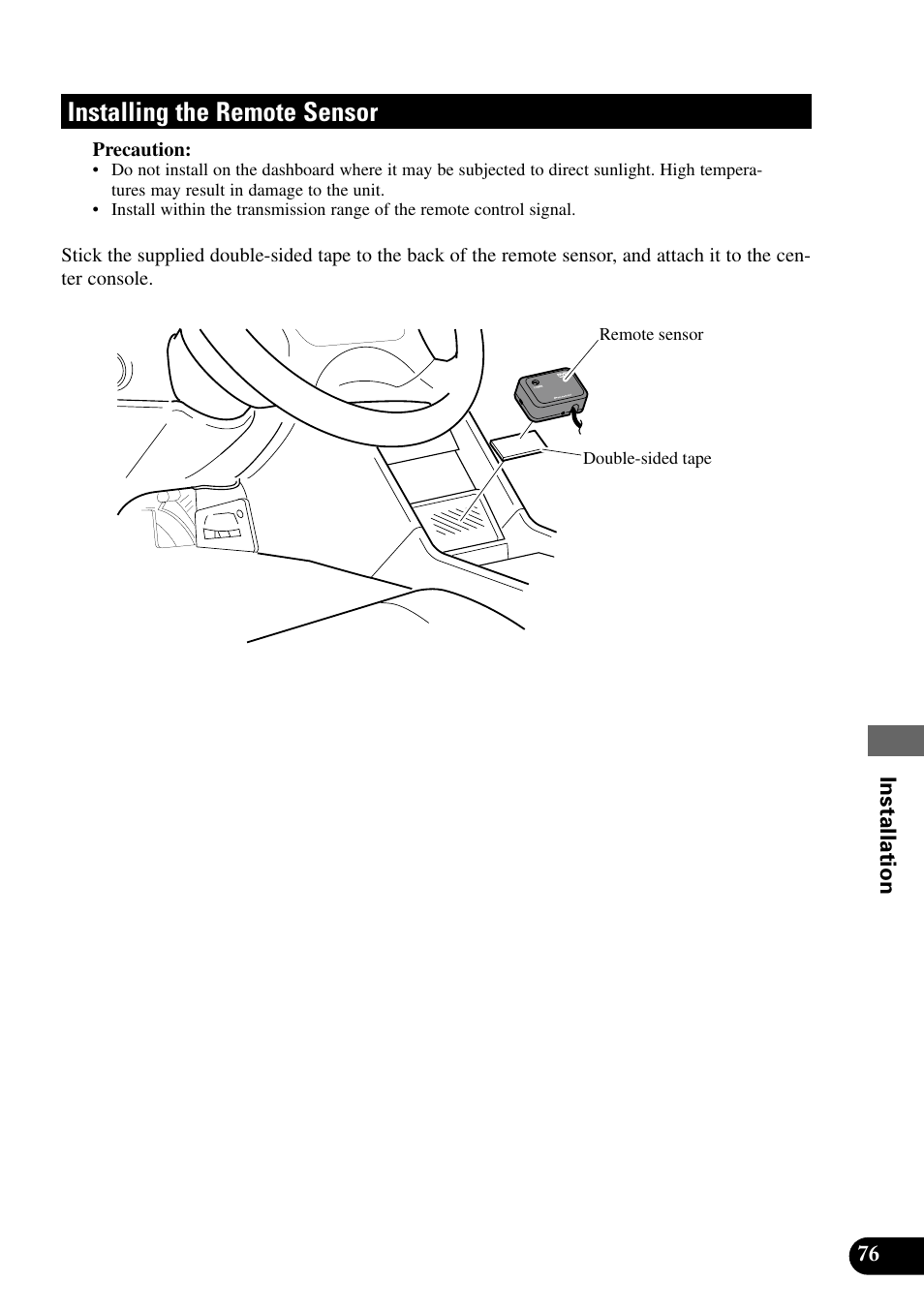 Installing the remote sensor | Pioneer XDV-P9 User Manual | Page 79 / 84