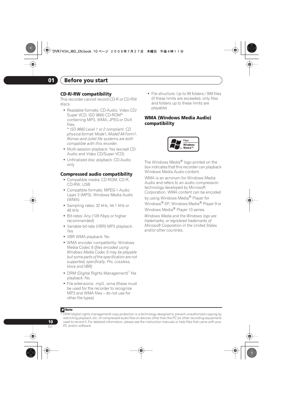 Before you start 01 | Pioneer DVR-745H-S User Manual | Page 10 / 136