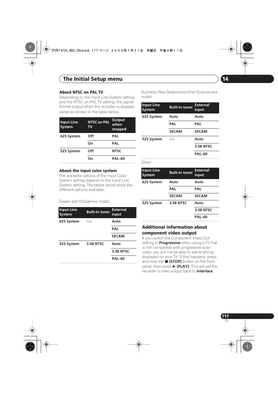 The initial setup menu 14 | Pioneer DVR-745H-S User Manual | Page 117 / 136