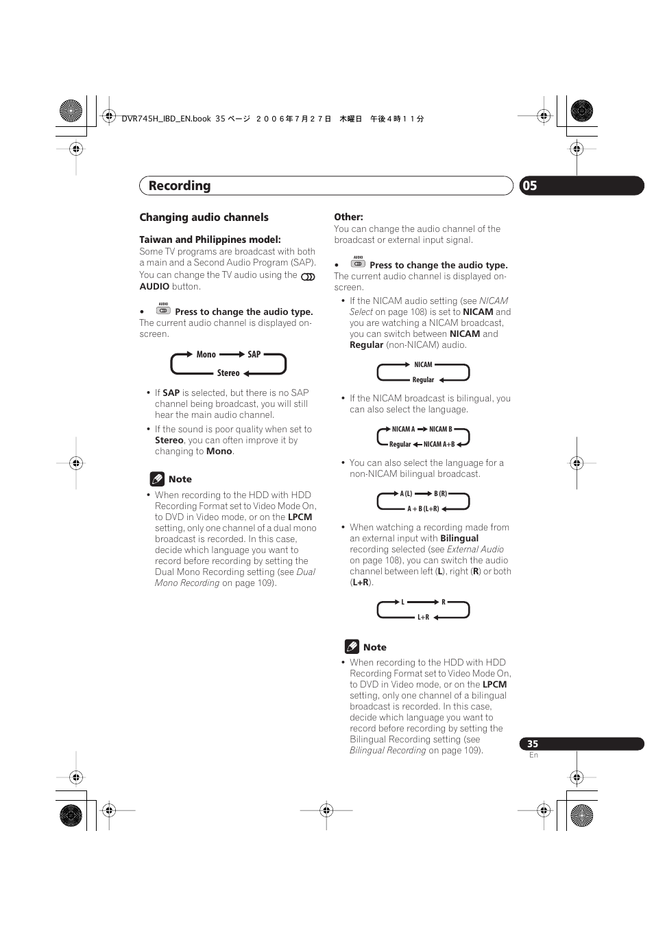 Recording 05 | Pioneer DVR-745H-S User Manual | Page 35 / 136