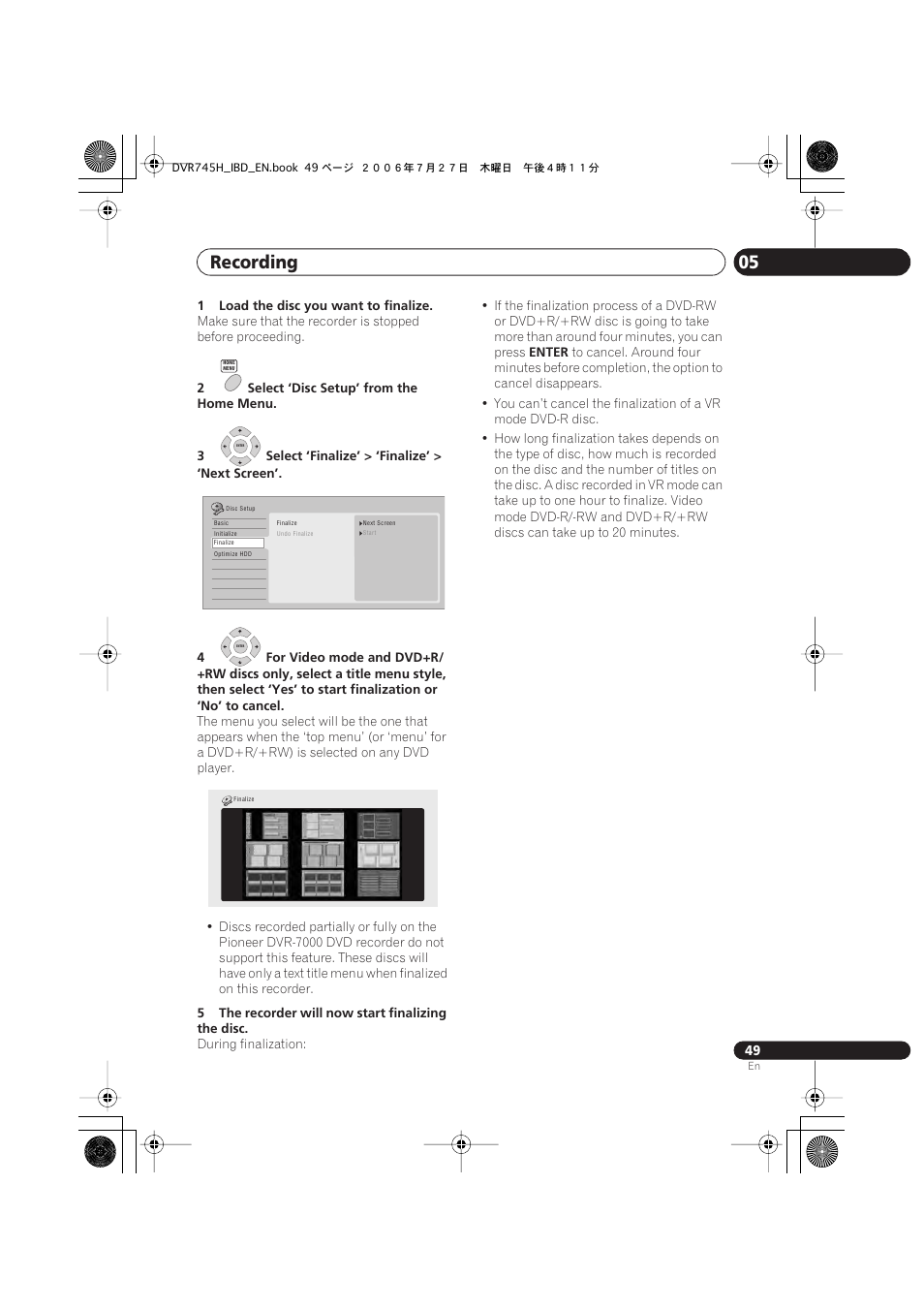 Recording 05 | Pioneer DVR-745H-S User Manual | Page 49 / 136
