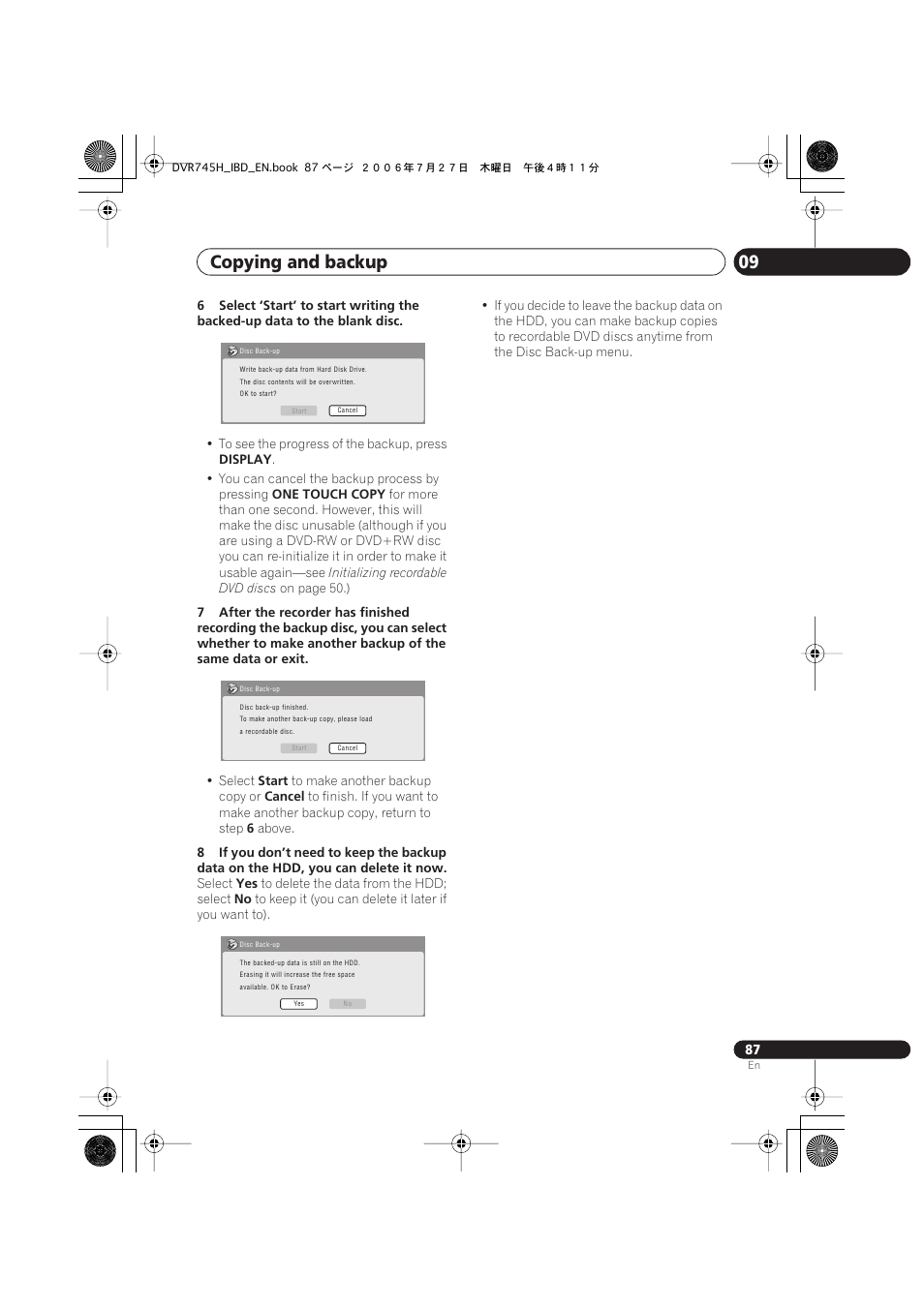 Copying and backup 09 | Pioneer DVR-745H-S User Manual | Page 87 / 136