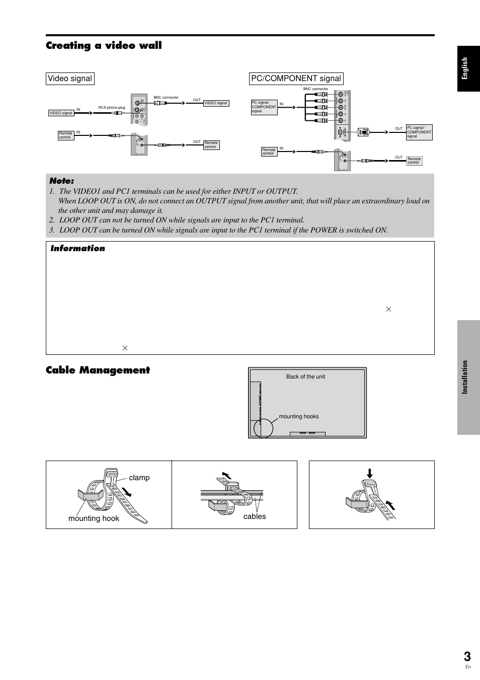 Creating a video wall, Cable management | Pioneer PDP 424MV User Manual | Page 10 / 39