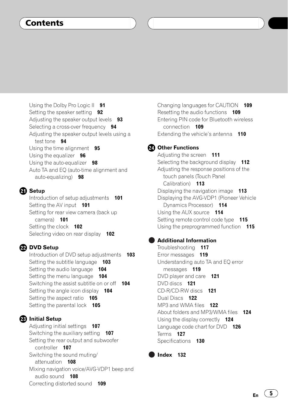 Pioneer AVH-P6800DVD User Manual | Page 5 / 133