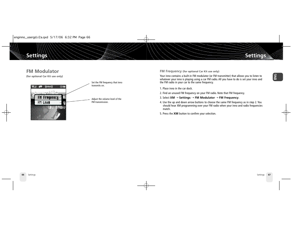 Settings, Fm modulator | Pioneer Inno2BK GEX-INN02B User Manual | Page 34 / 47