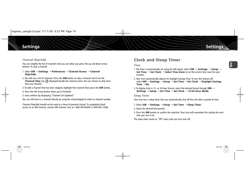 Settings, Clock and sleep timer | Pioneer Inno2BK GEX-INN02B User Manual | Page 38 / 47