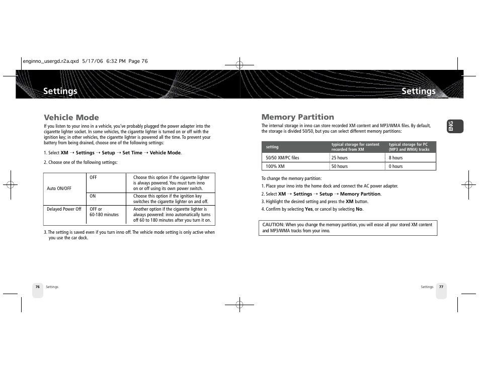 Settings, Vehicle mode | Pioneer Inno2BK GEX-INN02B User Manual | Page 39 / 47