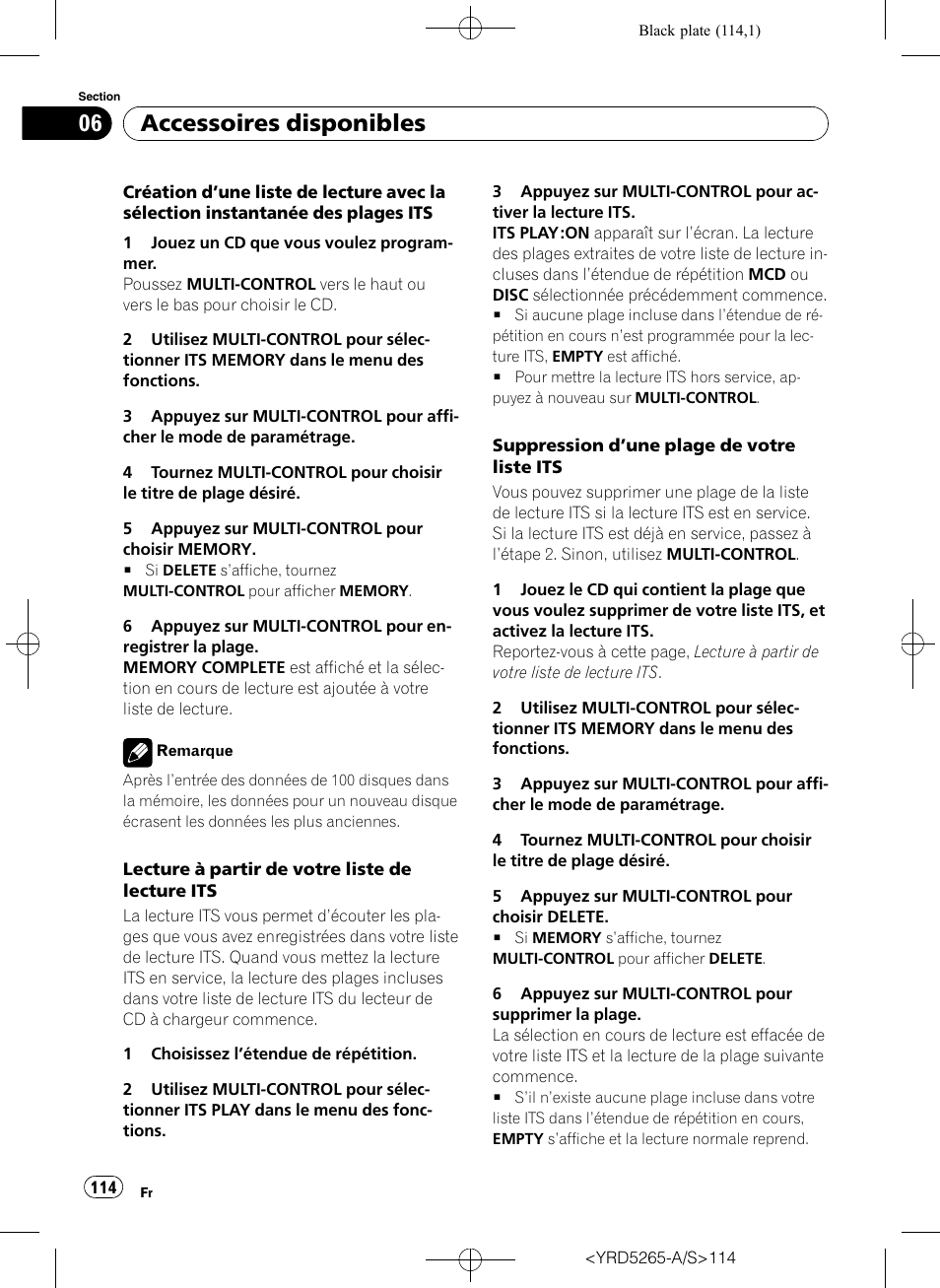 Accessoires disponibles | Pioneer DEH P4100UB User Manual | Page 114 / 187