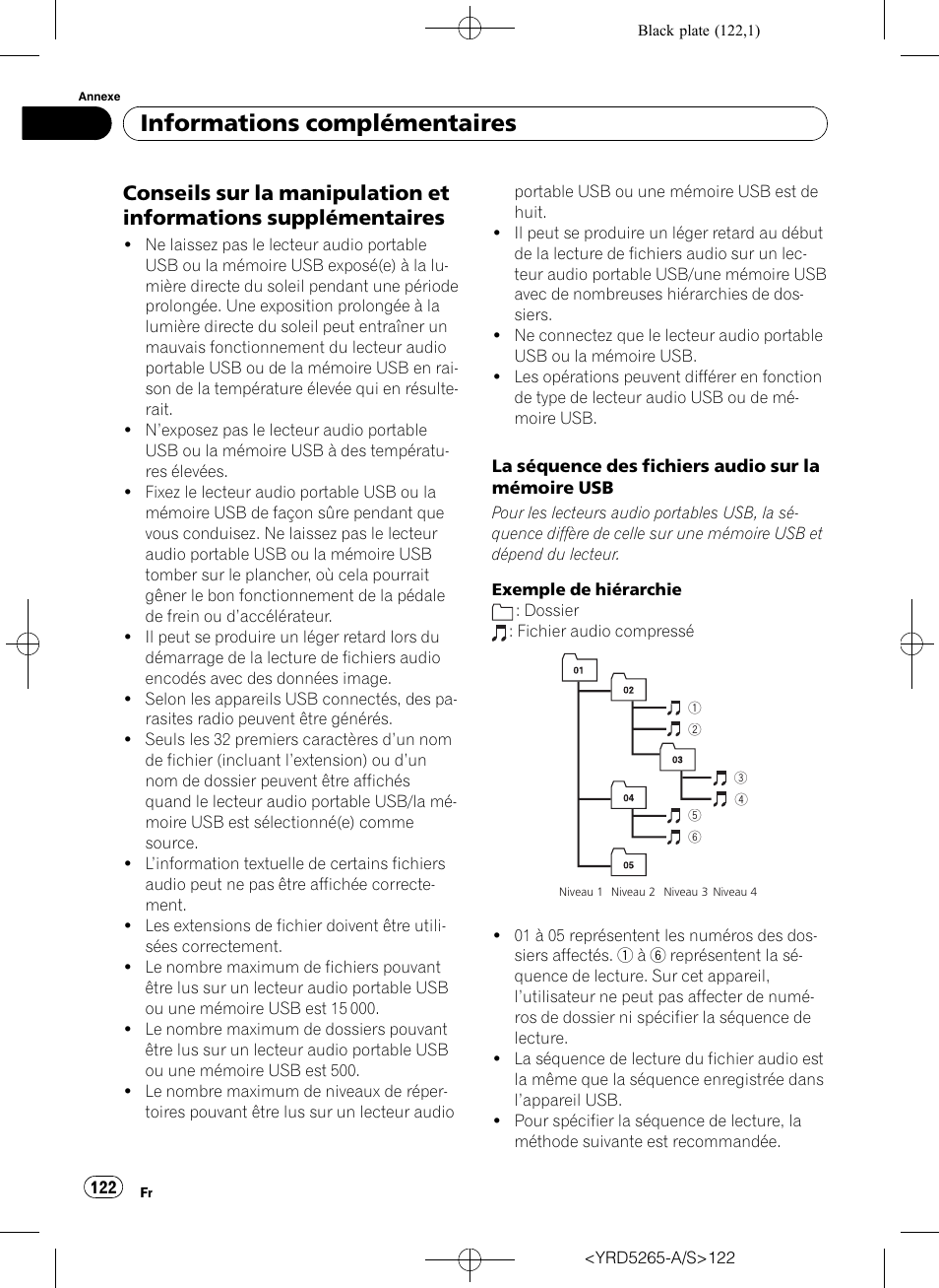 Conseils sur la manipulation et, Informations supplémentaires, Informations complémentaires | Pioneer DEH P4100UB User Manual | Page 122 / 187