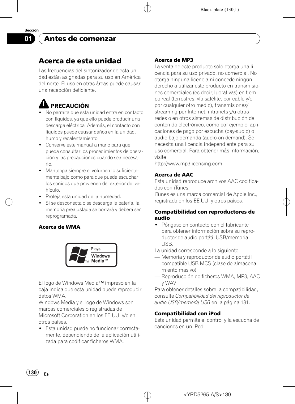 Antes de comenzar, Acerca de esta unidad | Pioneer DEH P4100UB User Manual | Page 130 / 187