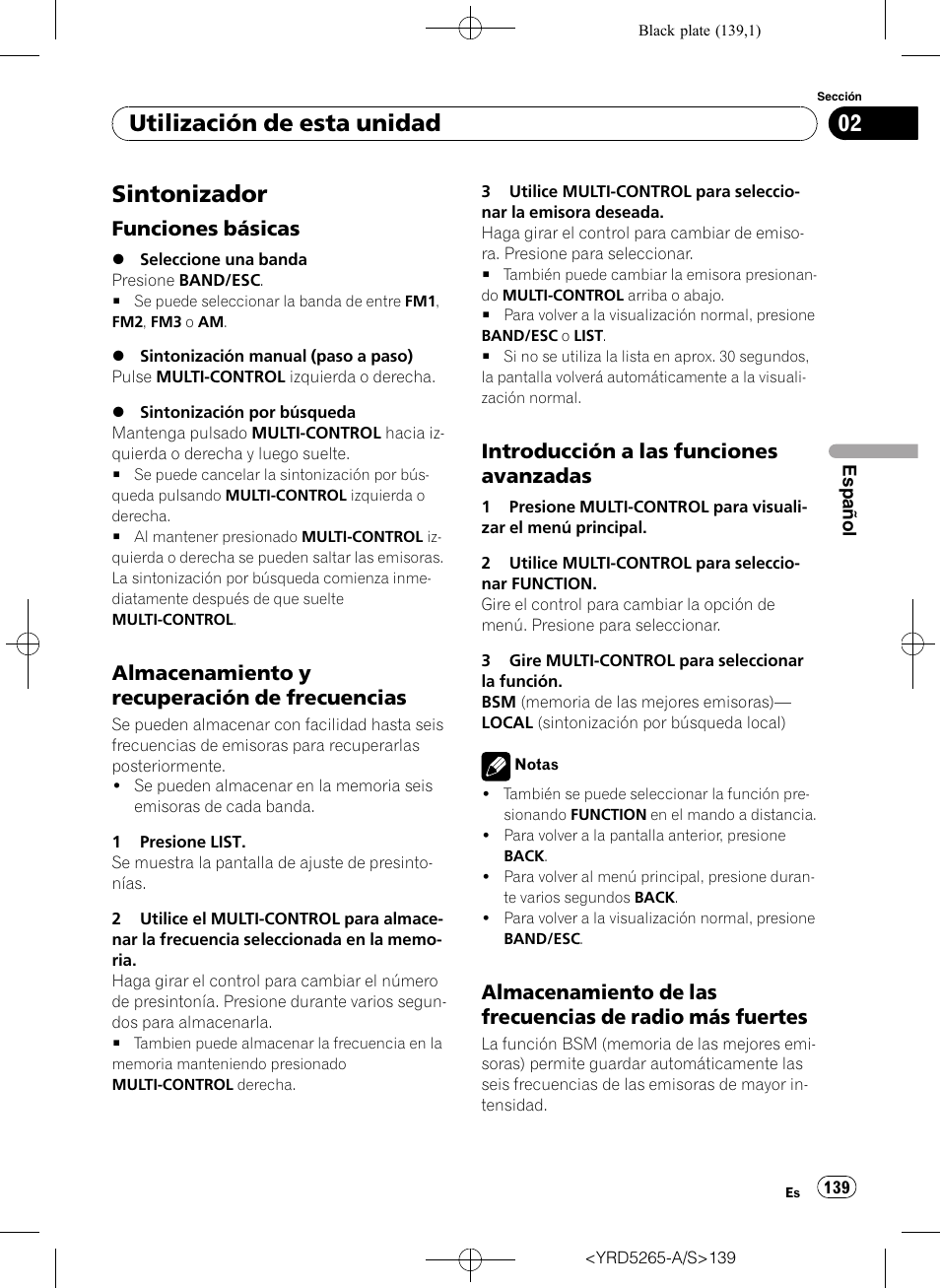 Sintonizador, Funciones básicas 139, Almacenamiento y recuperación de | Frecuencias, Introducción a las funciones, Avanzadas, Almacenamiento de las frecuencias de, Radio más fuertes, Utilización de esta unidad, Funciones básicas | Pioneer DEH P4100UB User Manual | Page 139 / 187