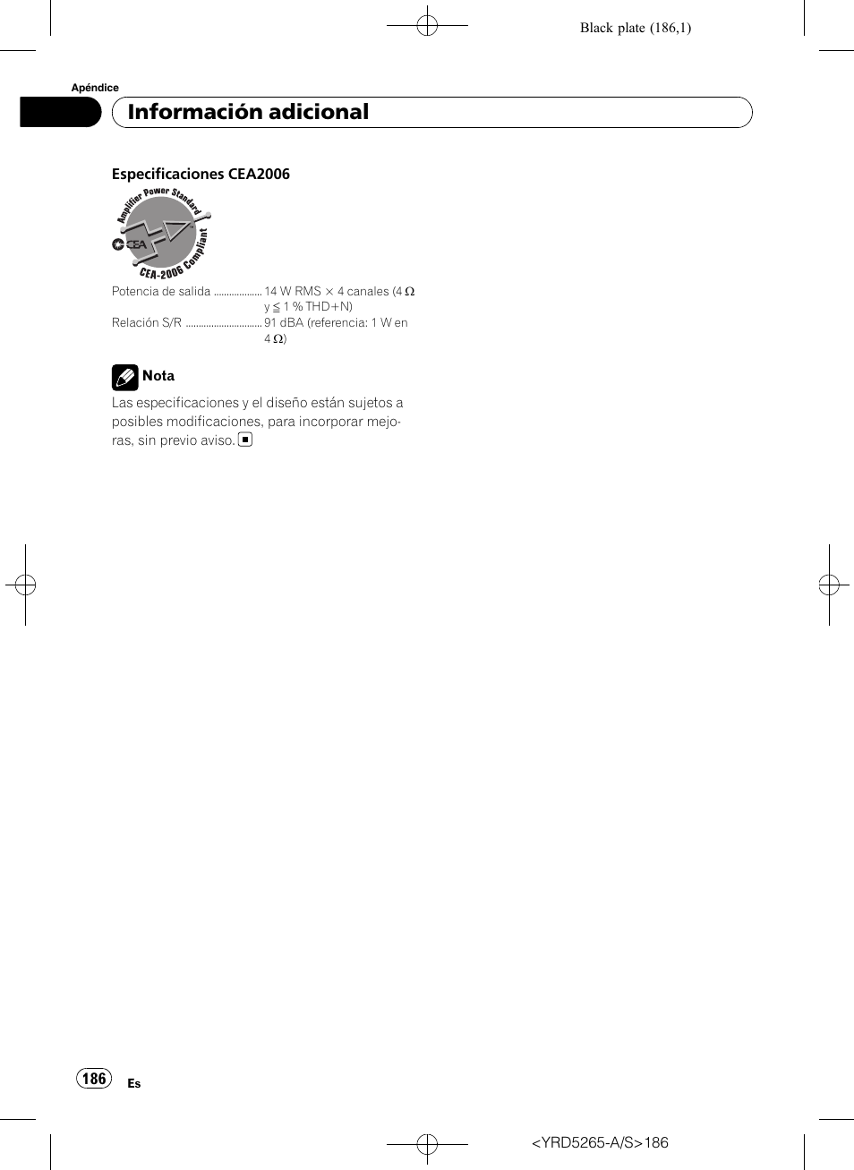 Información adicional | Pioneer DEH P4100UB User Manual | Page 186 / 187
