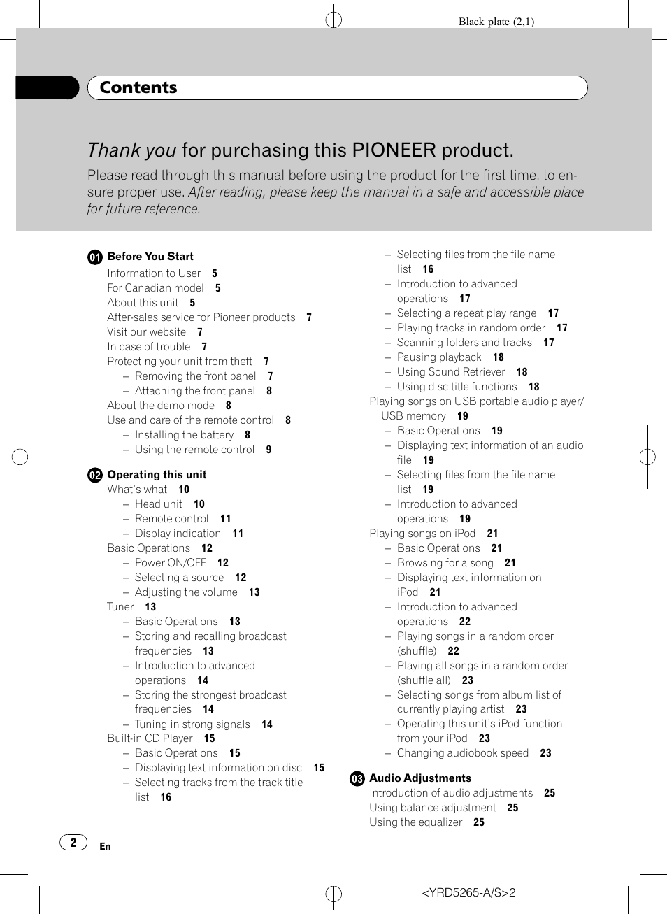 Pioneer DEH P4100UB User Manual | Page 2 / 187