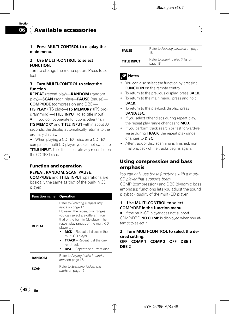 Using compression and bass, Emphasis, Available accessories | Using compression and bass emphasis | Pioneer DEH P4100UB User Manual | Page 48 / 187