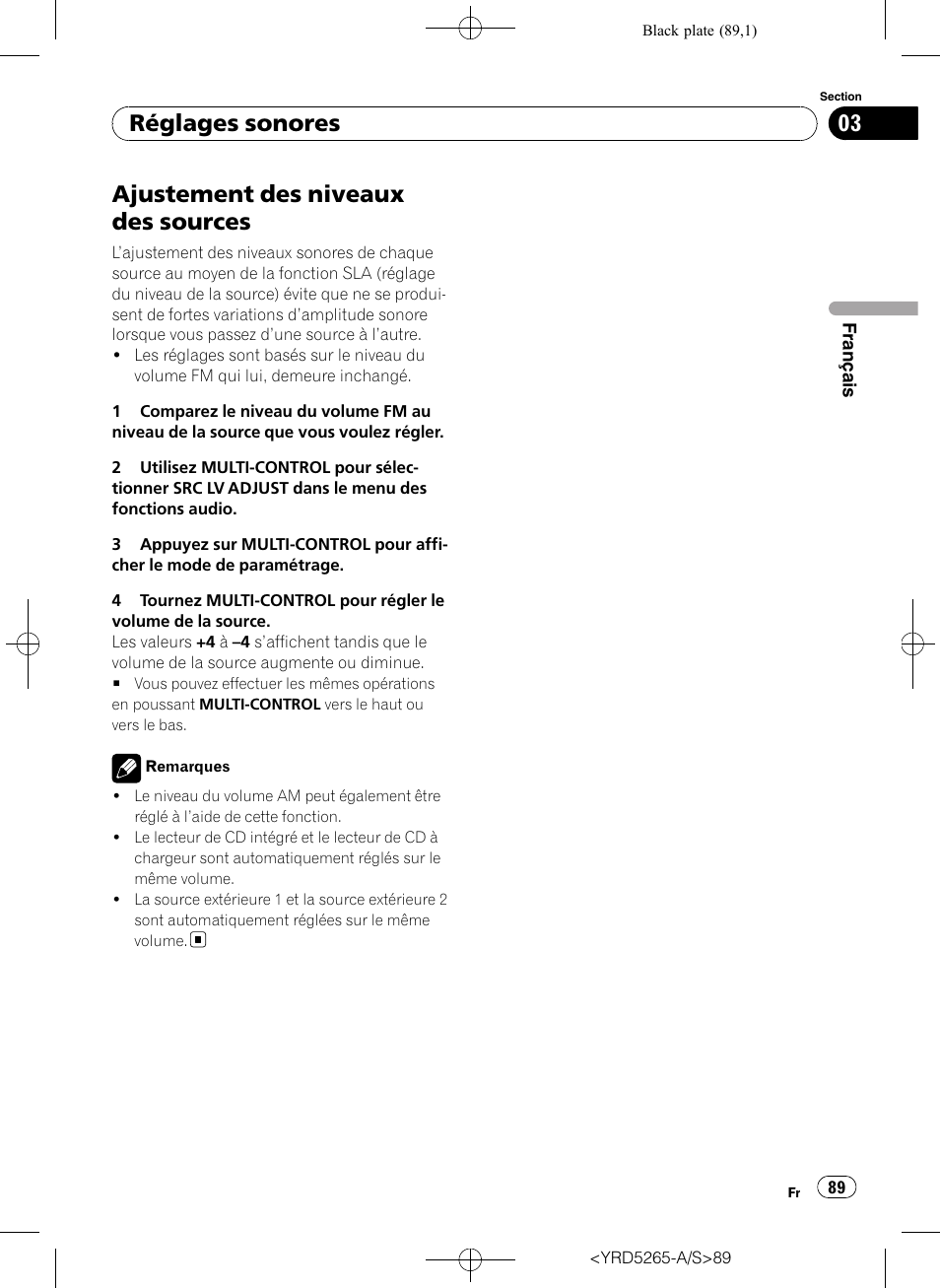 Ajustement des niveaux des sources, Réglages sonores | Pioneer DEH P4100UB User Manual | Page 89 / 187