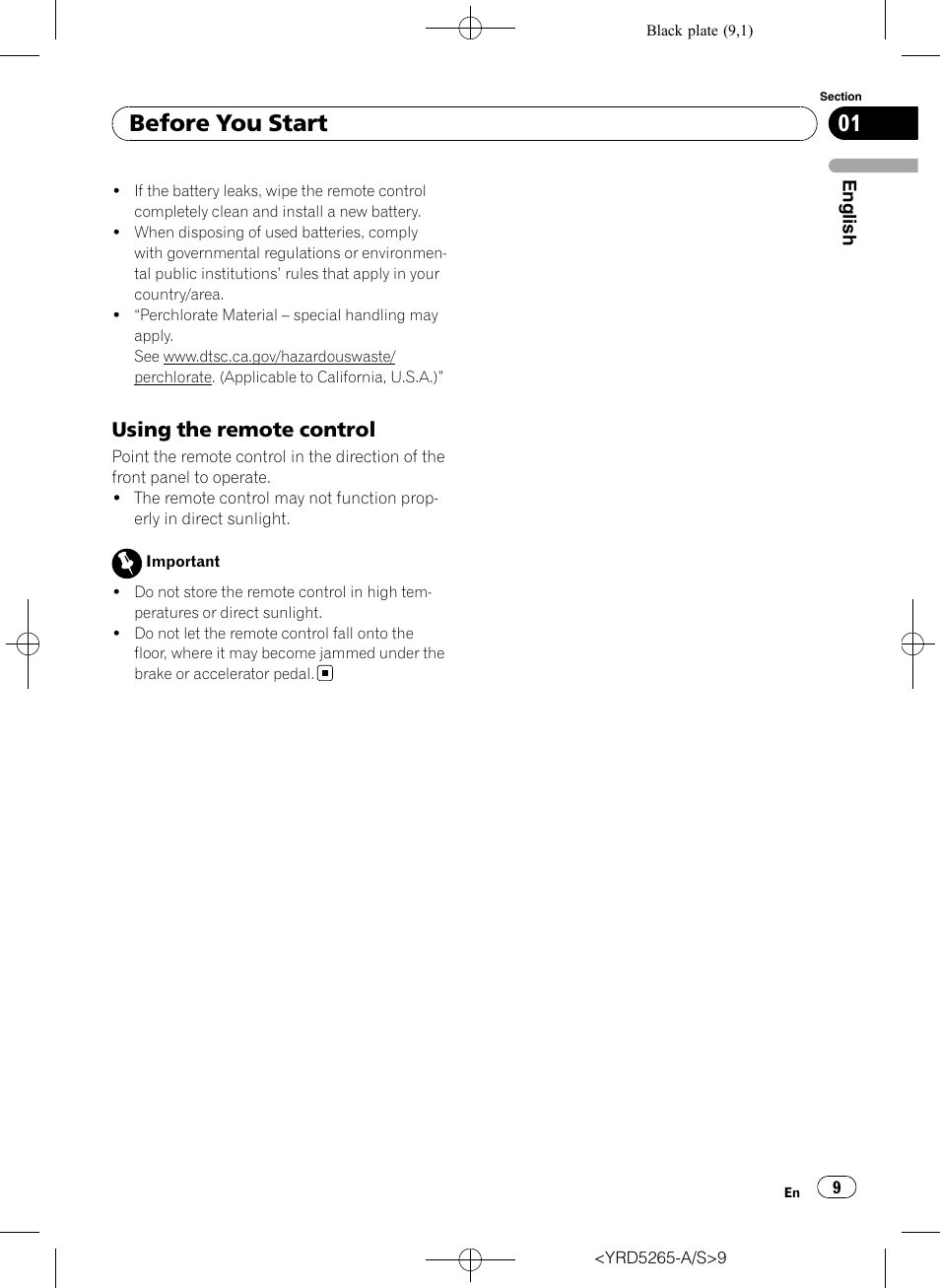 Using the remote control 9, Before you start, Using the remote control | Pioneer DEH P4100UB User Manual | Page 9 / 187