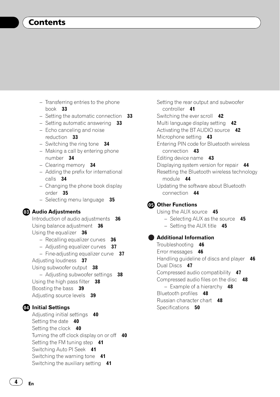 Pioneer DEH-600BT User Manual | Page 4 / 51