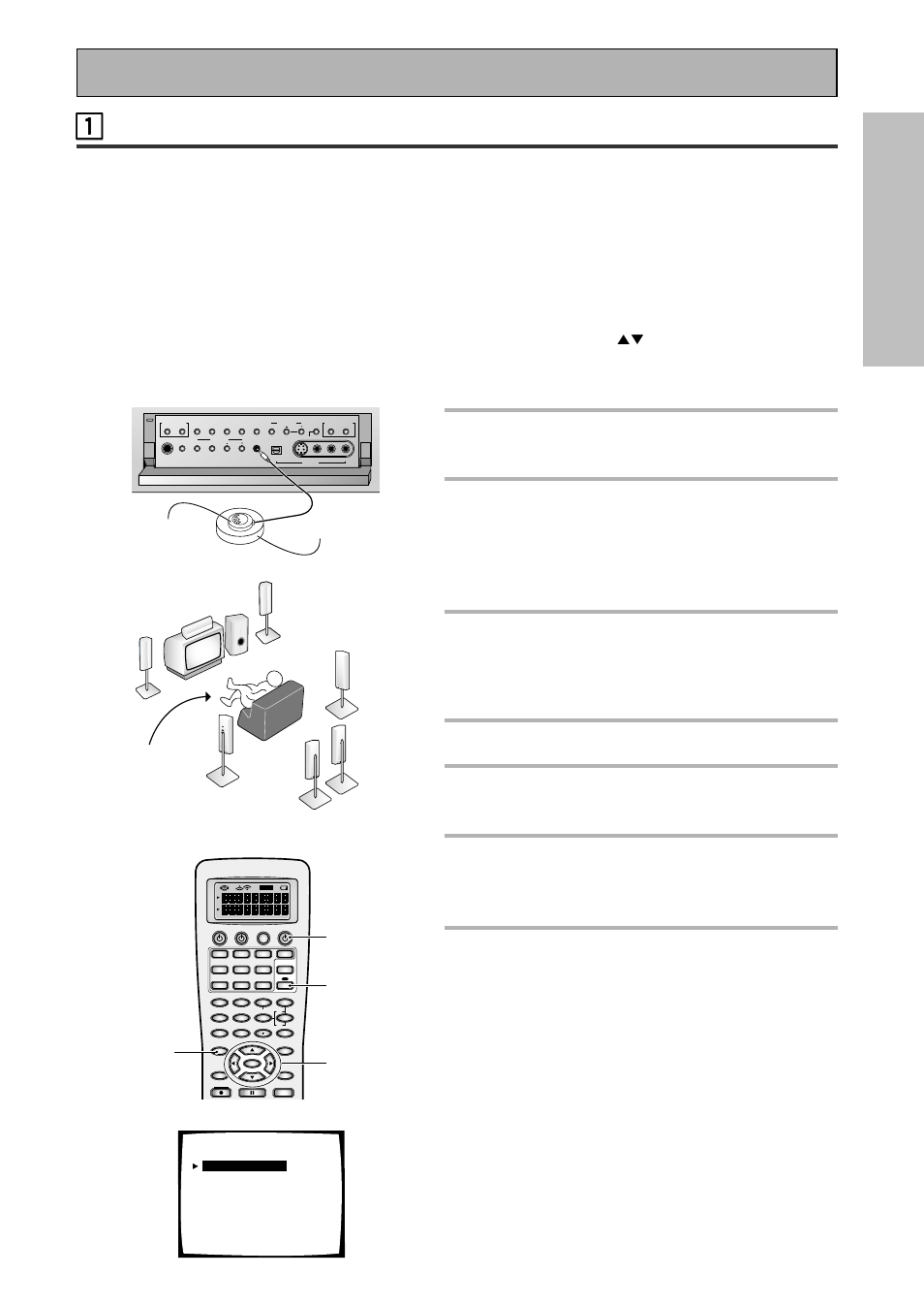 Easy setup guide part 2, 1 auto surround sound setup, Easy setup guide part2 | 11 auto surround sound setup, Easy setup guide, 3 switch on the receiver and your tv, Into the, Microphone stand, Microphone, Setup mic jack on the | Pioneer VSX-45TX User Manual | Page 13 / 120