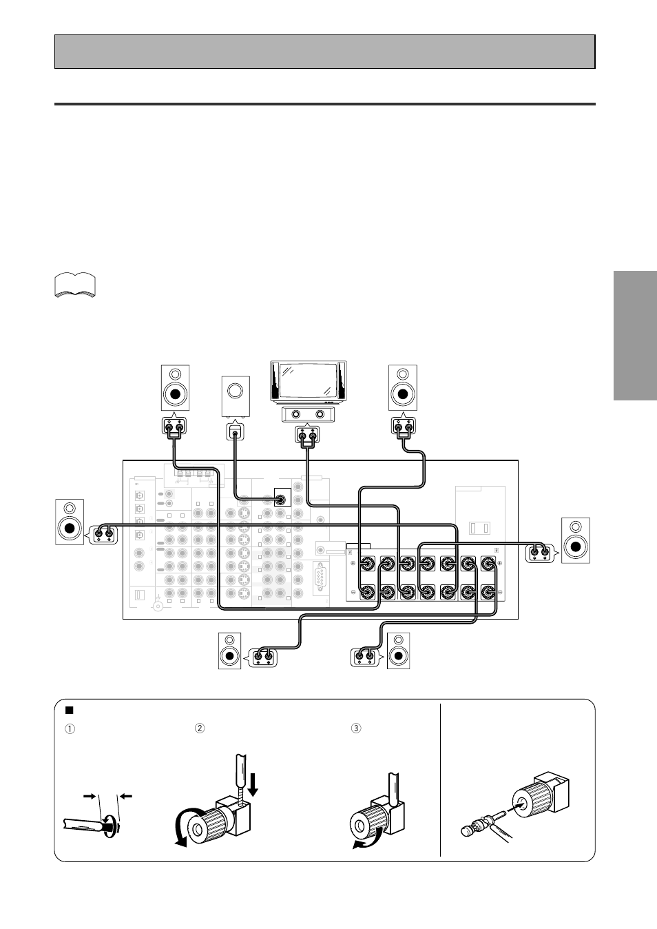 Connecting speakers, Prep ara tion prep ara tion, Connecting your equipment | 7 speaker terminals, 3/8 in(10mm) | Pioneer VSX-45TX User Manual | Page 25 / 120