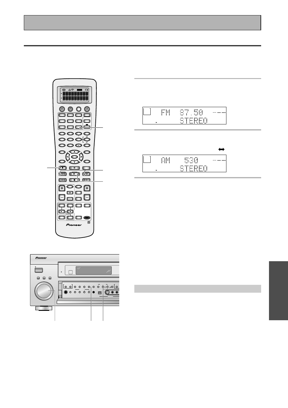 Using the tuner, Automatic and manual tuning, Mpx mode | Basic, 1 press the tuner button, 3 tune in the station, Mpx button, Each press switches the band: fm j am | Pioneer VSX-45TX User Manual | Page 57 / 120