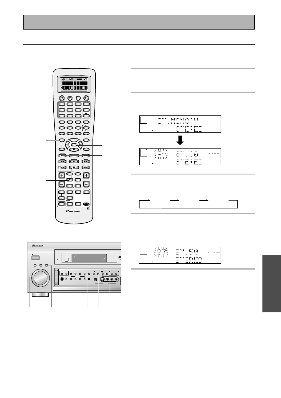 Memorizing frequently used stations, Basic, 1 tune in the station you want | 5 press the enter button to input your choice, Using the tuner, Each press switches the display, Class a class b class c | Pioneer VSX-45TX User Manual | Page 59 / 120