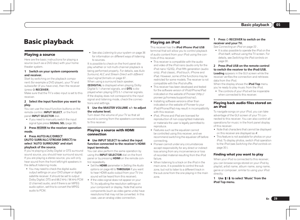 Basic playback | Pioneer VSX-1121-K User Manual | Page 29 / 100