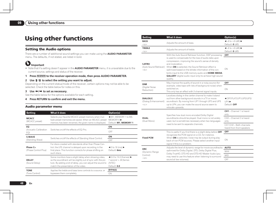 Using other functions, 09 using other functions | Pioneer VSX-1121-K User Manual | Page 48 / 100