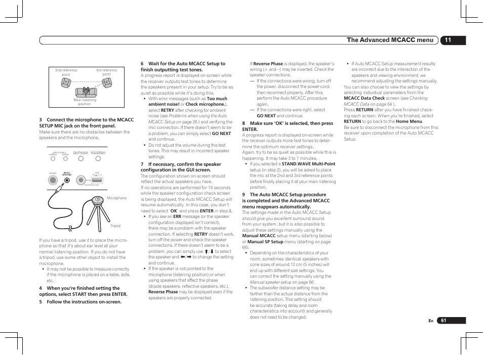 11 the advanced mcacc menu | Pioneer VSX-1121-K User Manual | Page 61 / 100