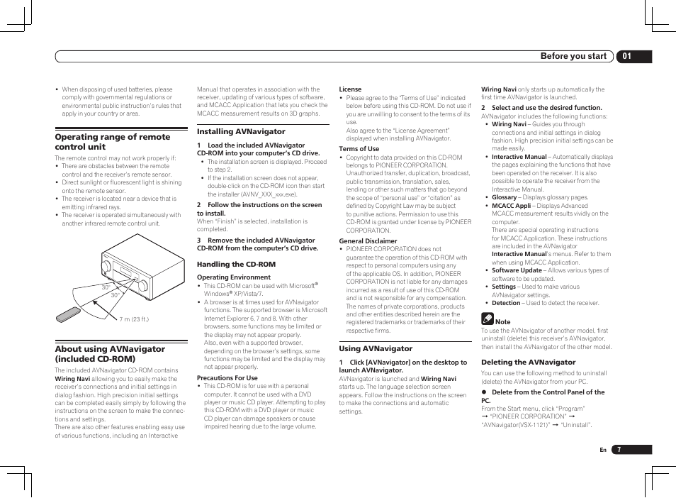 01 before you start | Pioneer VSX-1121-K User Manual | Page 7 / 100