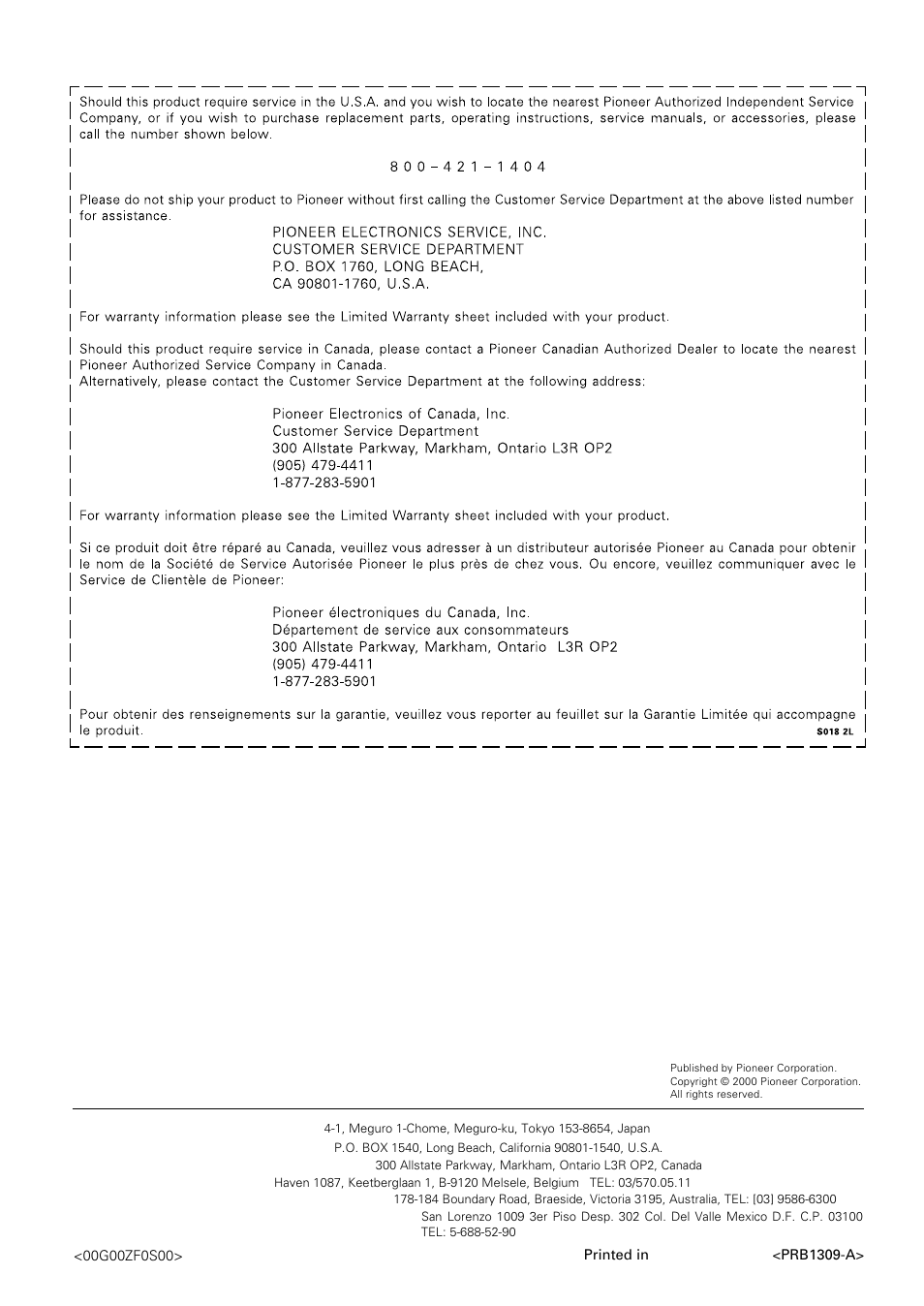Pioneer corporation | Pioneer PDR-W37 User Manual | Page 52 / 52