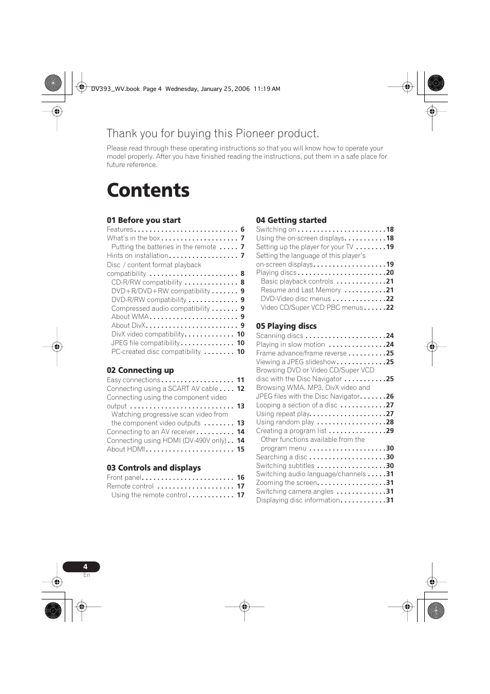 Pioneer DV-393-S User Manual | Page 4 / 48