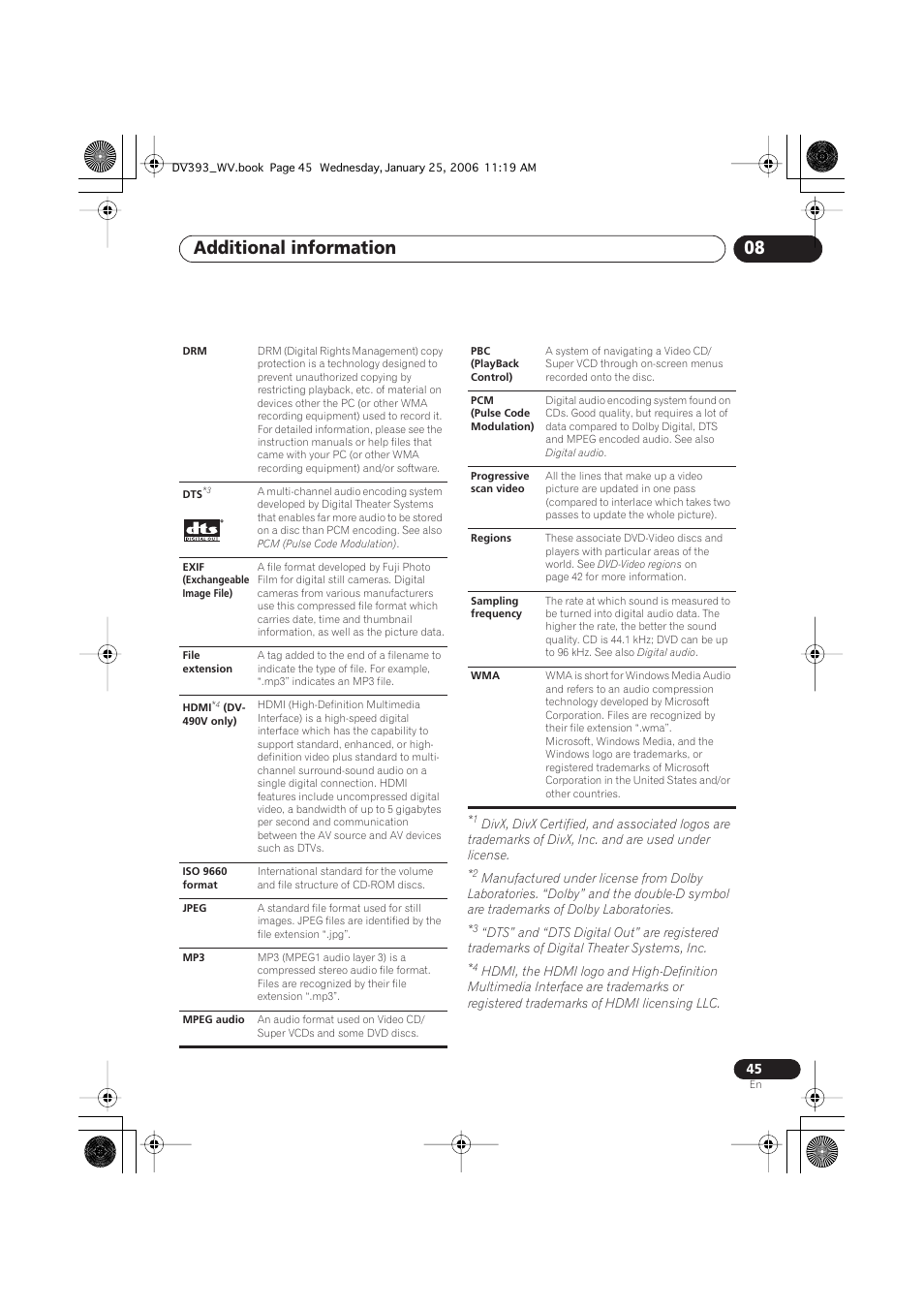 Additional information 08 | Pioneer DV-393-S User Manual | Page 45 / 48