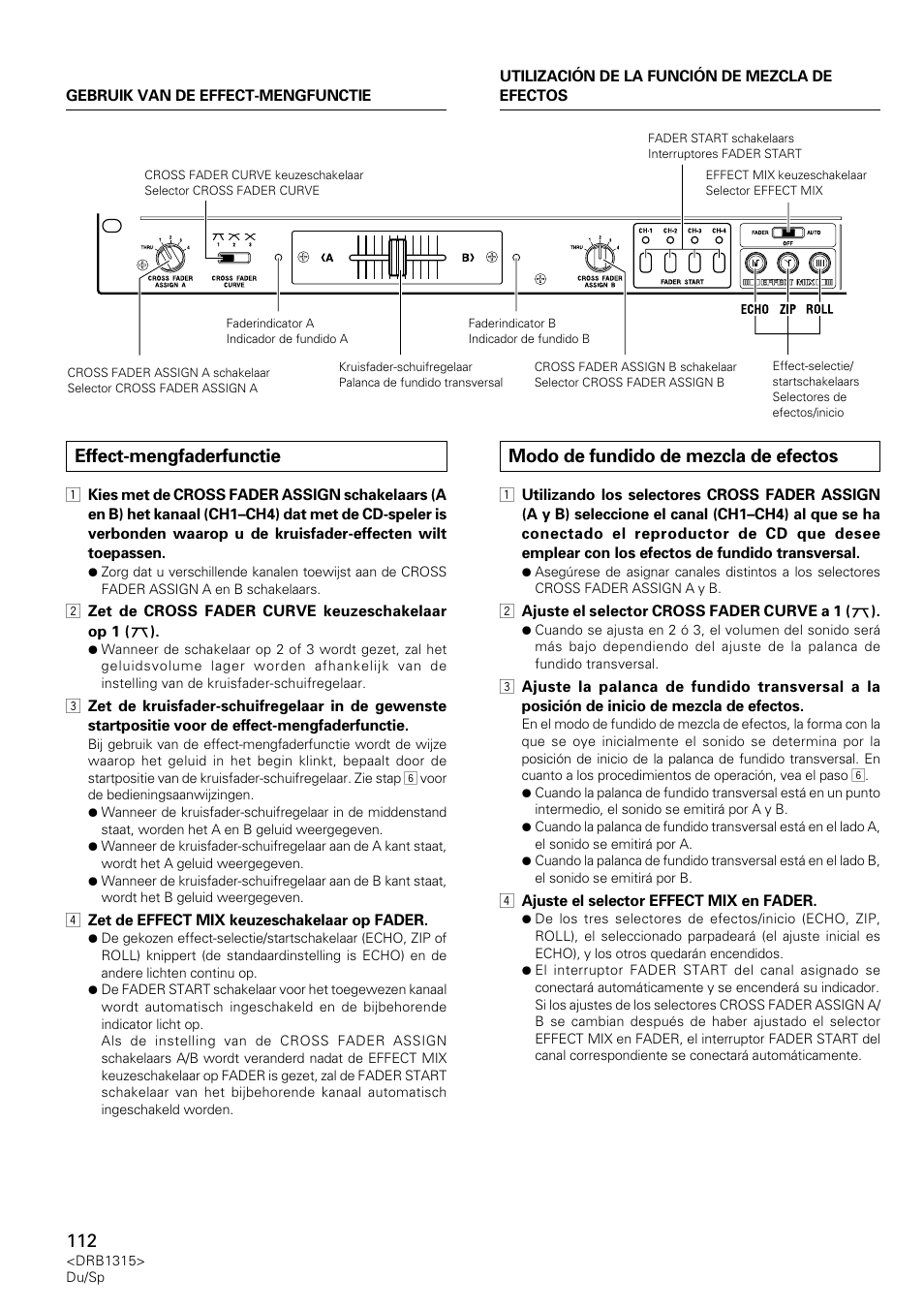 Effect-mengfaderfunctie, Modo de fundido de mezcla de efectos | Pioneer DJM-3000 User Manual | Page 112 / 120
