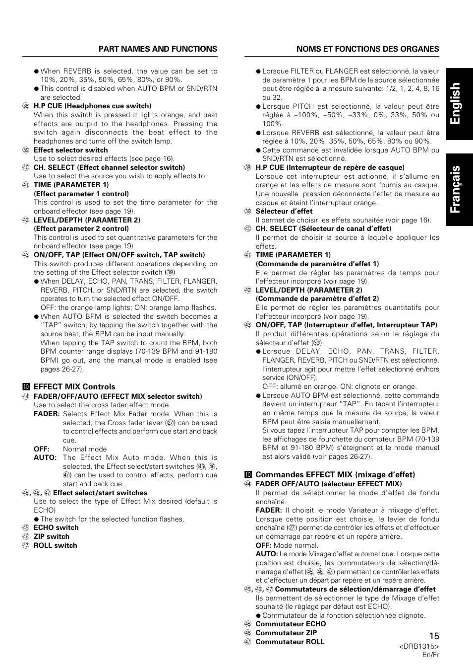 English fran ç ais | Pioneer DJM-3000 User Manual | Page 15 / 120