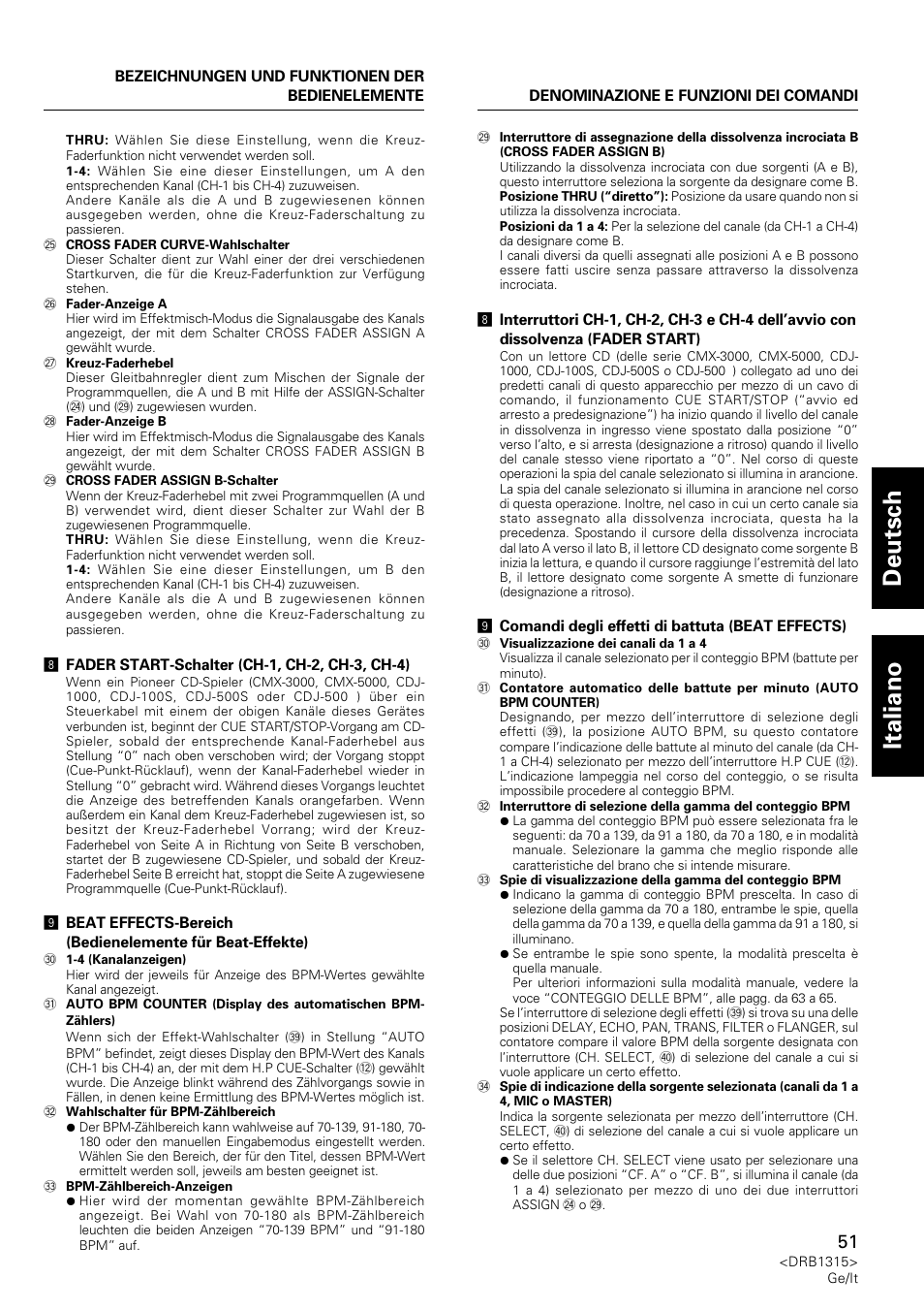 Deutsch italiano | Pioneer DJM-3000 User Manual | Page 51 / 120