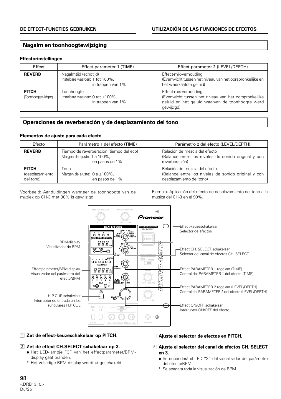 Nagalm en toonhoogtewijziging | Pioneer DJM-3000 User Manual | Page 98 / 120