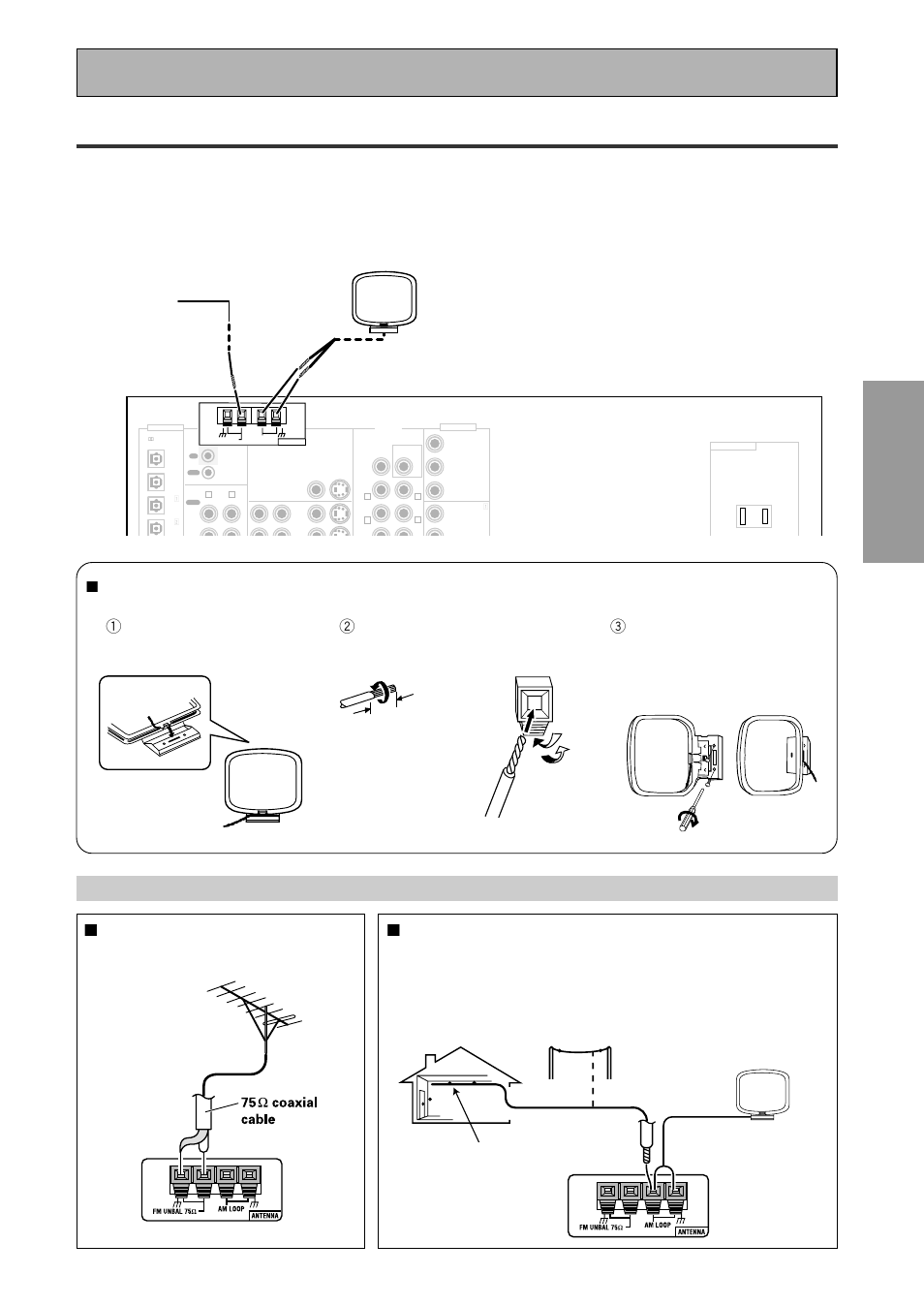 Connecting the radio antennas, Using outdoor antennas, Prep ara tion prep ara tion | 7 to improve am reception, 7 to improve fm reception, Connecting your equipment, 7 am loop antenna, Fm wire antenna am loop antenna, Connect an external fm antenna, 3/8 in. (10 mm) | Pioneer VSX-43TX User Manual | Page 23 / 104