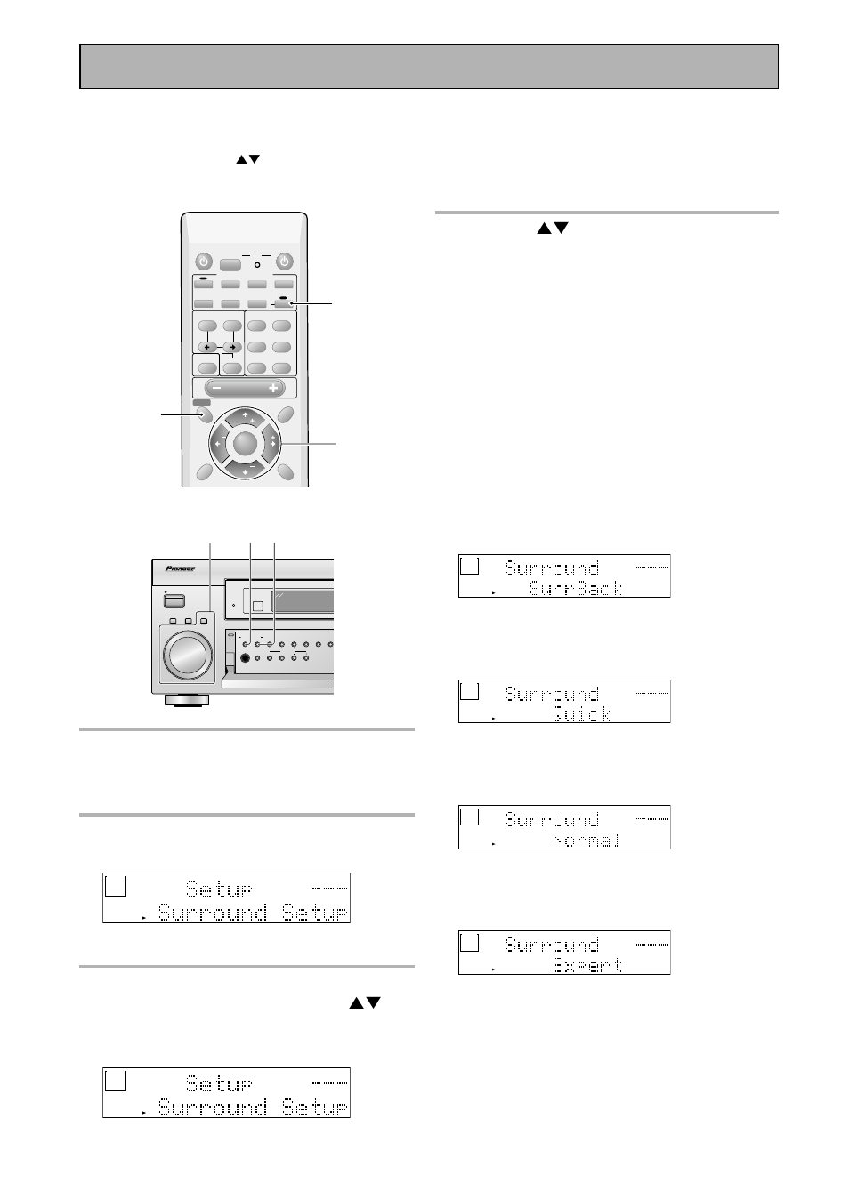 Setting up for surround sound, This display appears on the receiver | Pioneer VSX-43TX User Manual | Page 34 / 104