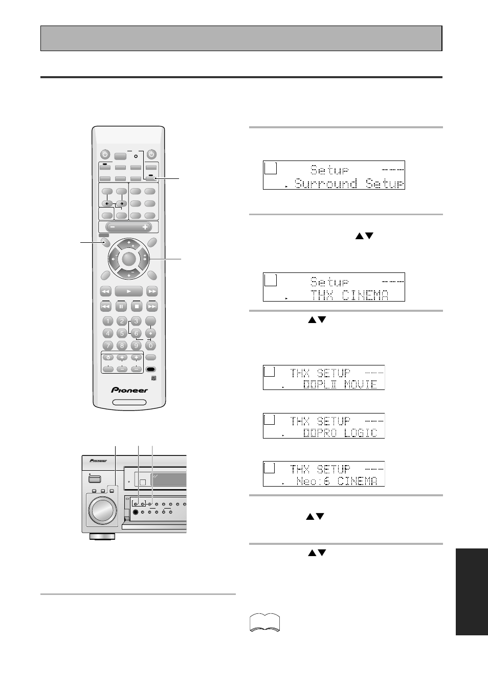 Thx cinema setup, Exper t, 2 press the system setup button | Fine tuning your system, This display appears on the receiver, Pro logic ii movie is selected, Pro logic is selected, Neo:6 cinema is selected | Pioneer VSX-43TX User Manual | Page 75 / 104