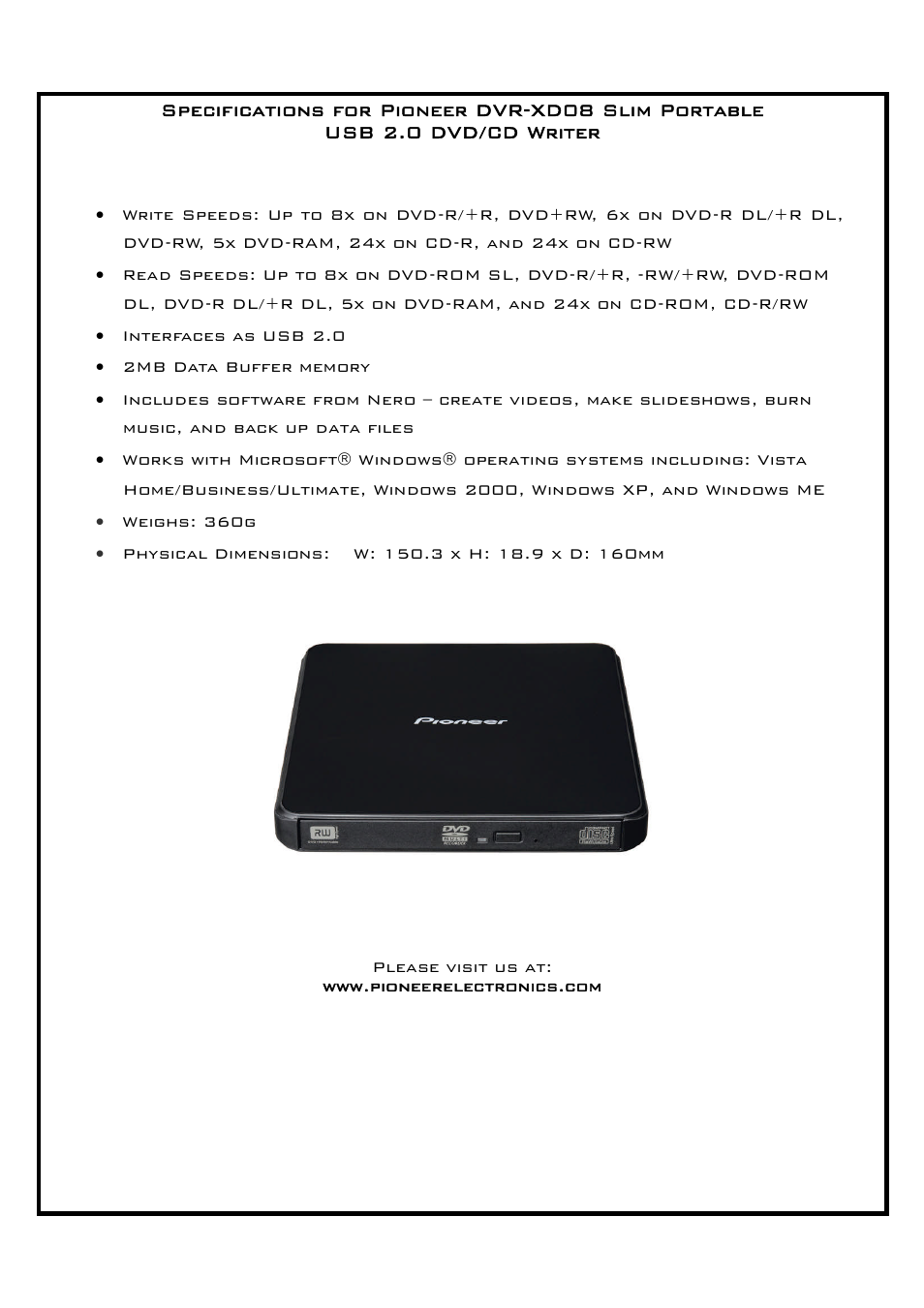 Pioneer DVR-XD08 User Manual | Page 2 / 2