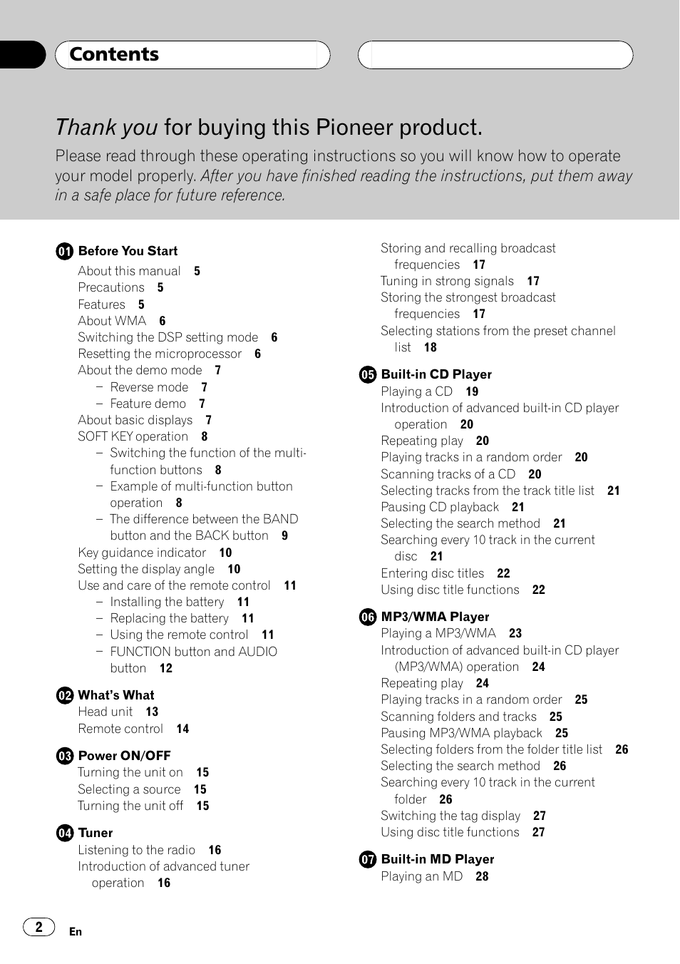 Pioneer FH-P9200MP User Manual | Page 2 / 74