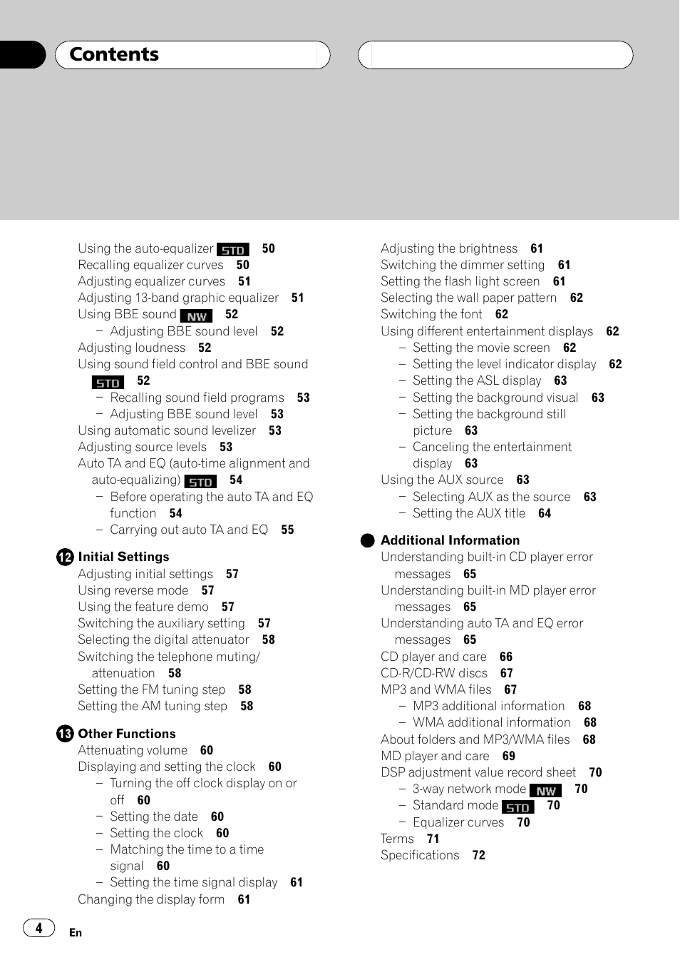 Pioneer FH-P9200MP User Manual | Page 4 / 74