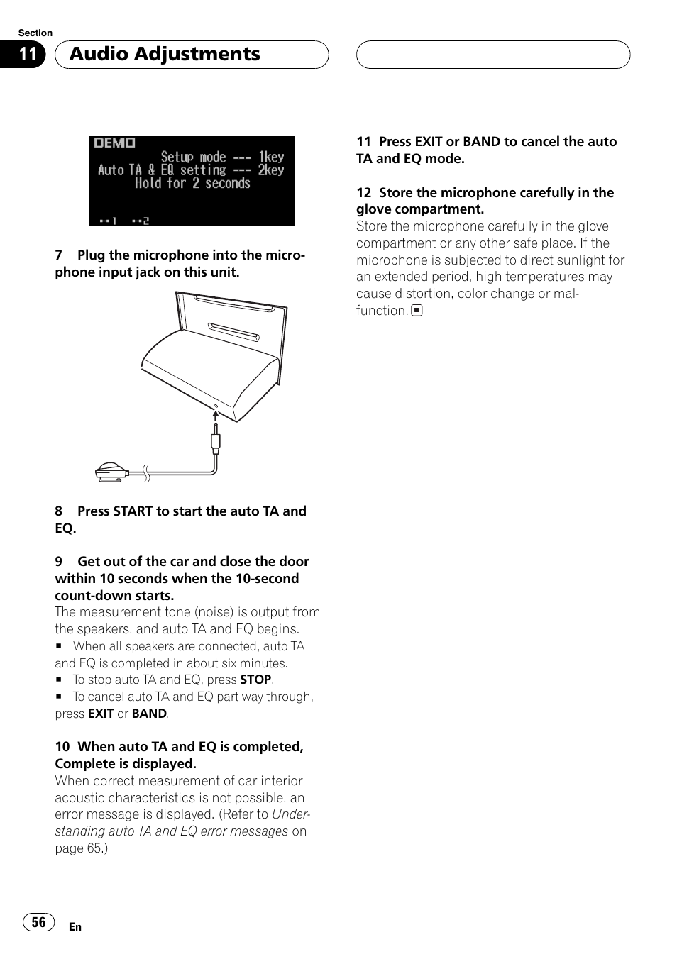 Audio adjustments | Pioneer FH-P9200MP User Manual | Page 56 / 74