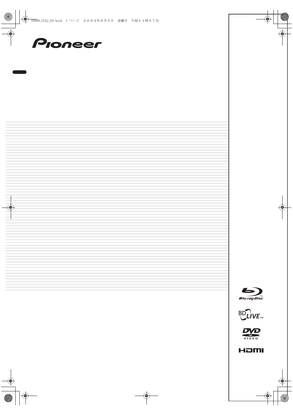 Pioneer BDP-V6000 User Manual | 76 pages