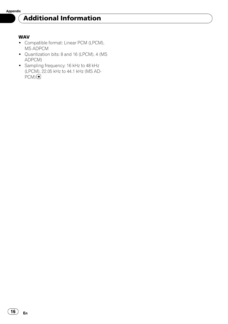 Additional information | Pioneer DEH-1900MP User Manual | Page 16 / 52