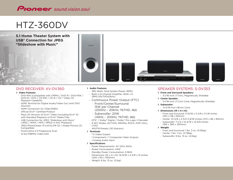 Pioneer XV-DV360 User Manual | 2 pages