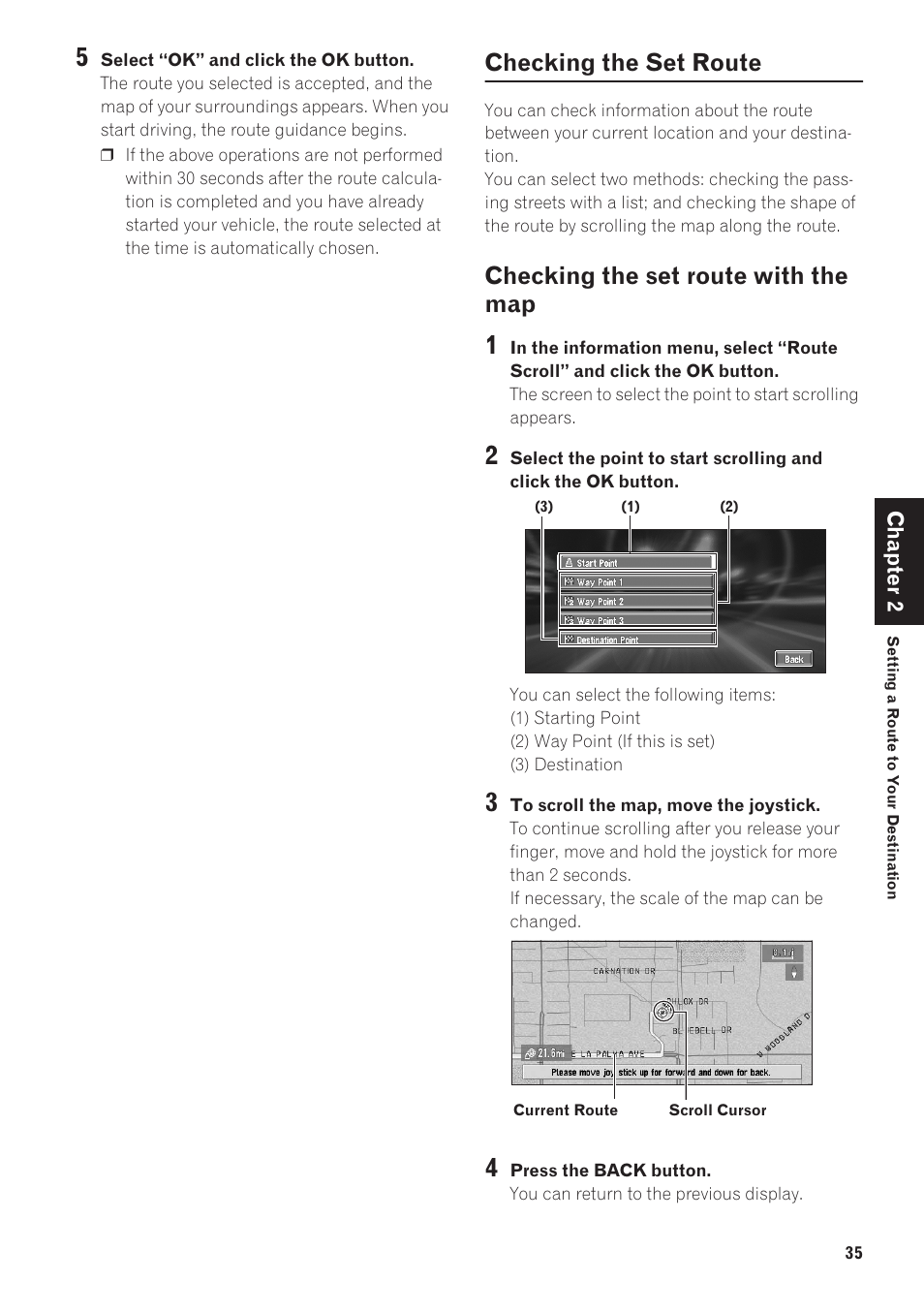 Checking the set route, Checking the set route with the map | Pioneer CNDV-40R User Manual | Page 37 / 120