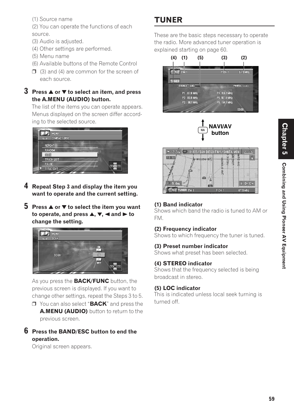 Tuner 59, Tuner, Chapter 5 | Pioneer CNDV-40R User Manual | Page 61 / 120