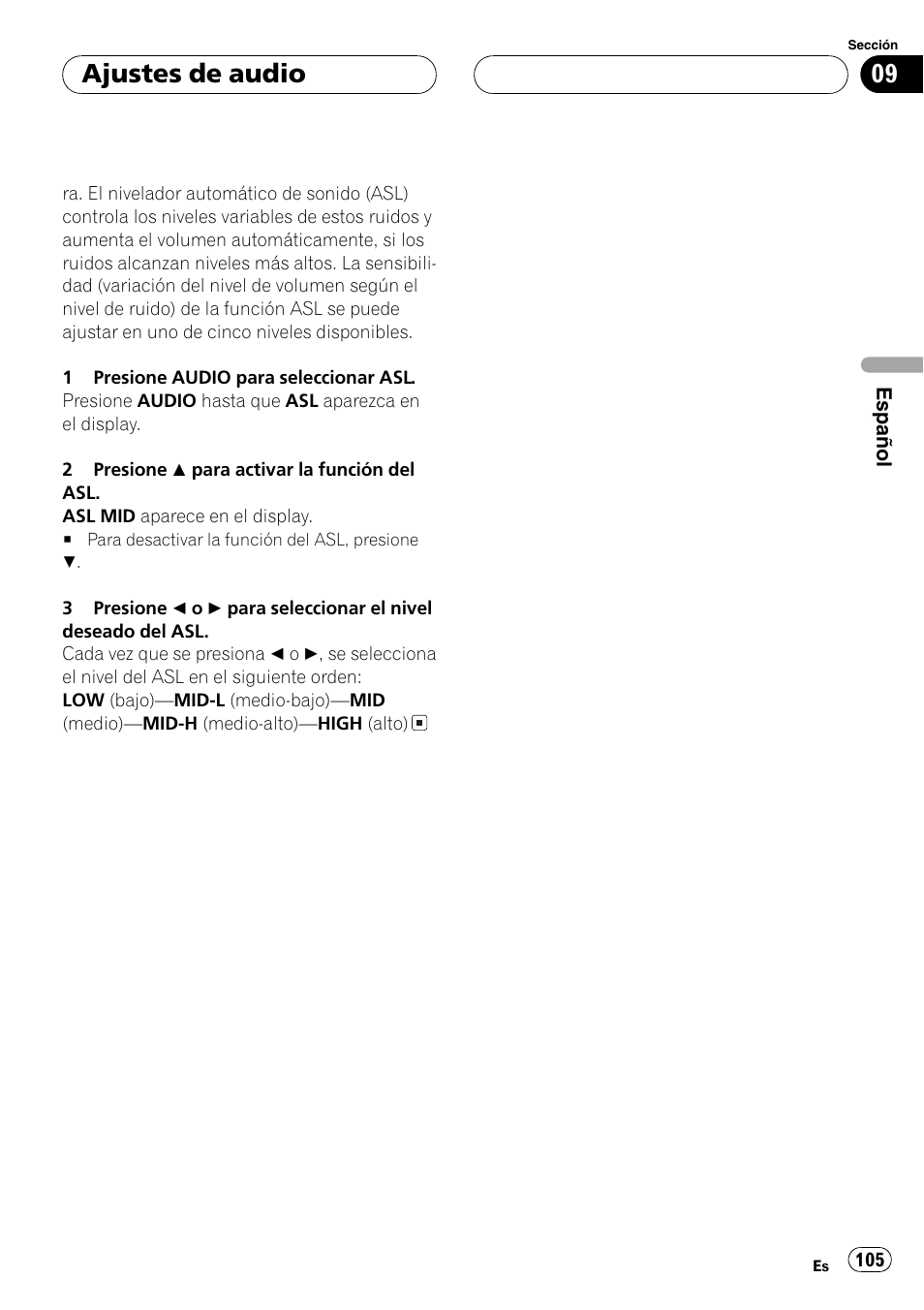 Ajustes de audio | Pioneer DEH-P7500MP User Manual | Page 105 / 128